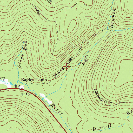 Topographic Map of Eagles Camp Trail, WV
