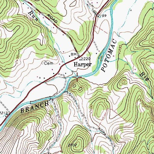 Topographic Map of East Dry Run, WV