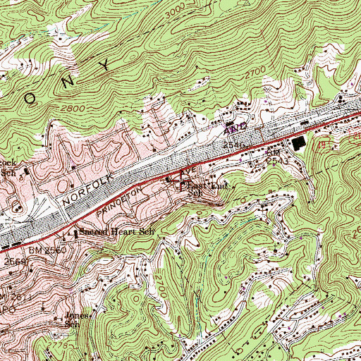 Topographic Map of East End School (historical), WV