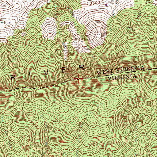 Topographic Map of East River Mountain, WV