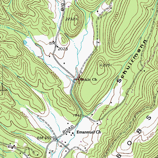 Topographic Map of Eckle Church, WV