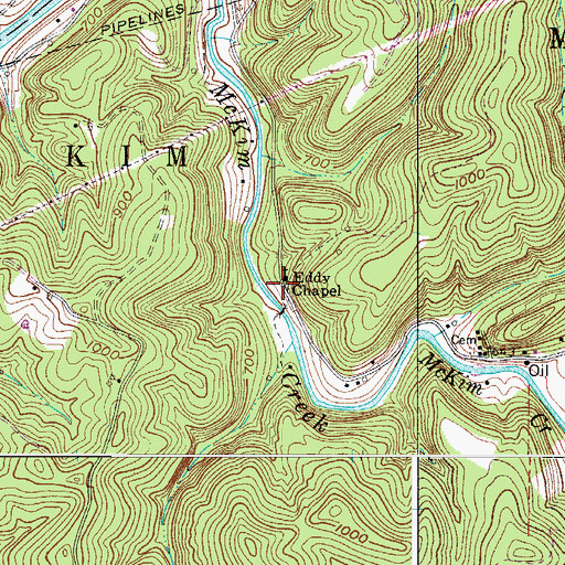 Topographic Map of Eddy Chapel, WV
