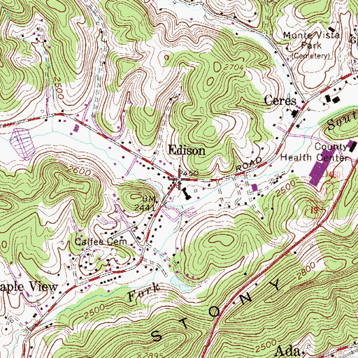 Topographic Map of Edison, WV