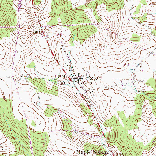 Topographic Map of Eglon, WV