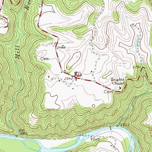 Topographic Map of Elk, WV