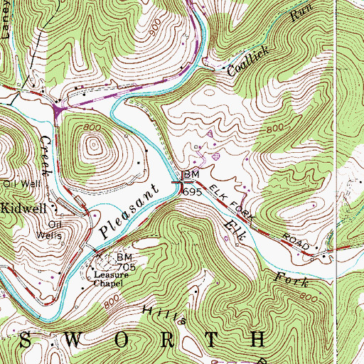 Topographic Map of Elk Fork, WV