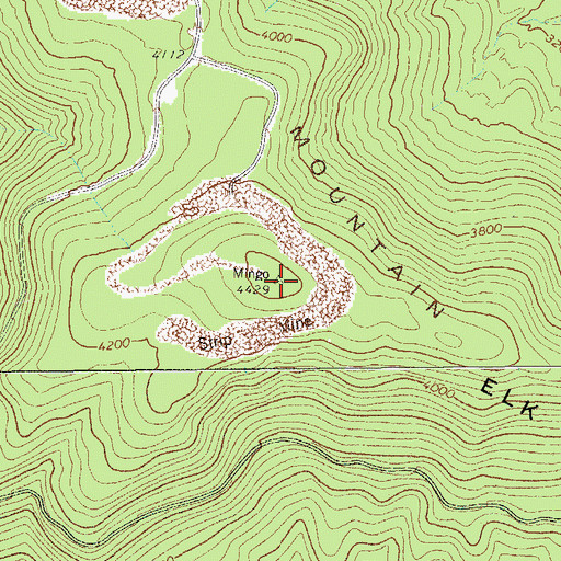 Topographic Map of Elk Mountain, WV