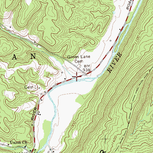 Topographic Map of Elkhorn Run, WV