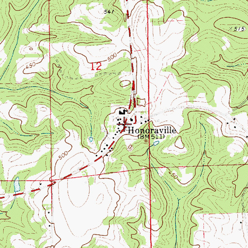 Topographic Map of Honoraville, AL