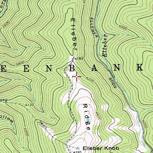 Topographic Map of Elleber Ridge, WV