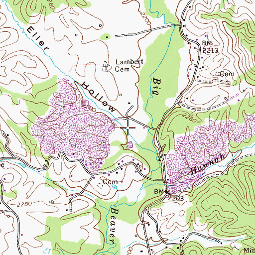 Topographic Map of Eller Hollow, WV
