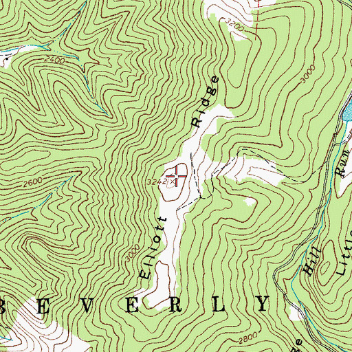 Topographic Map of Elliott Ridge, WV