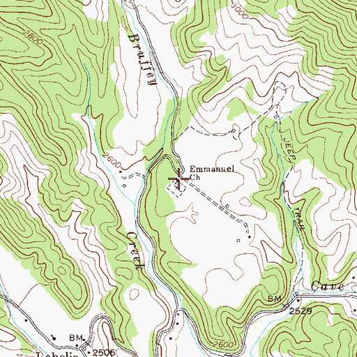 Topographic Map of Emmanuel Church, WV