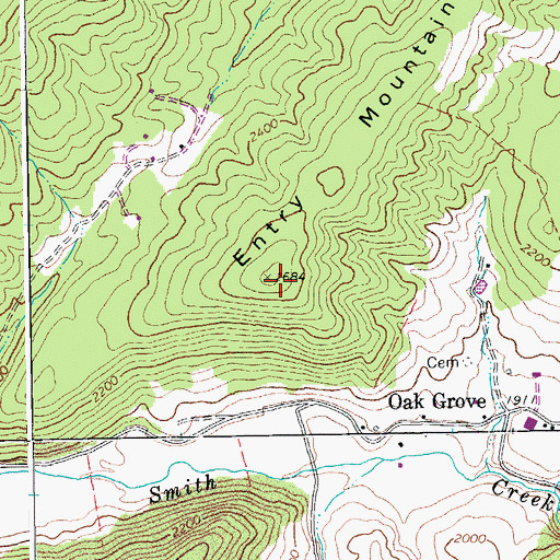 Topographic Map of Entry Mountain, WV