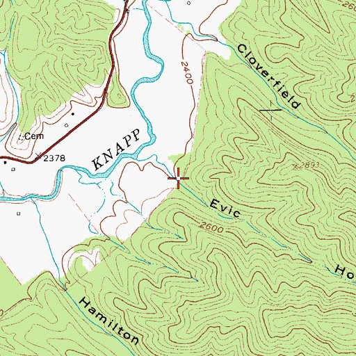 Topographic Map of Evic Hollow, WV