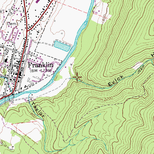 Topographic Map of Evick Hollow, WV