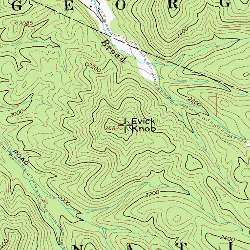 Topographic Map of Evick Knob, WV