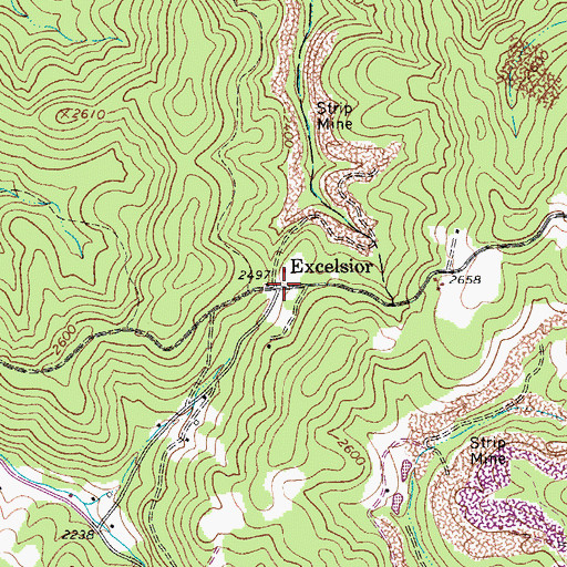 Topographic Map of Excelsior, WV