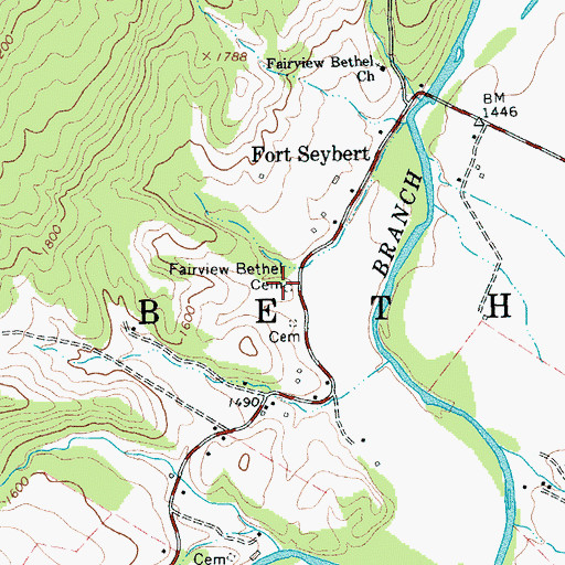 Topographic Map of Fairview Bethel Cemetery, WV