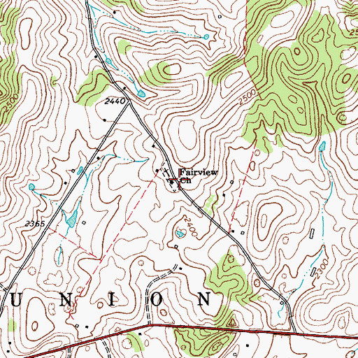 Topographic Map of Fairview Church, WV