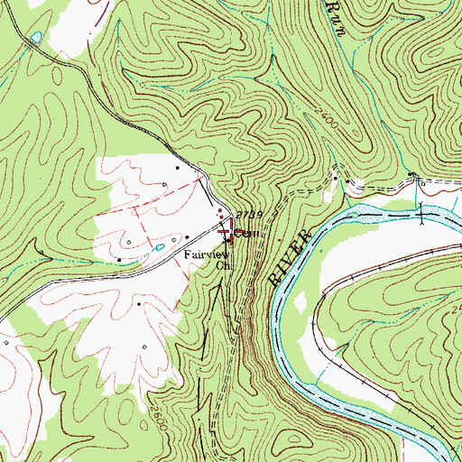 Topographic Map of Fairview Church, WV