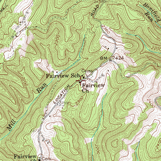 Topographic Map of Fairview Church, WV