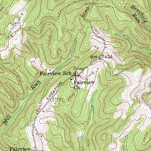Topographic Map of Fairview School (historical), WV