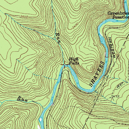 Topographic Map of Fall Run, WV