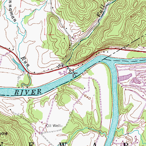 Topographic Map of Fall Run, WV
