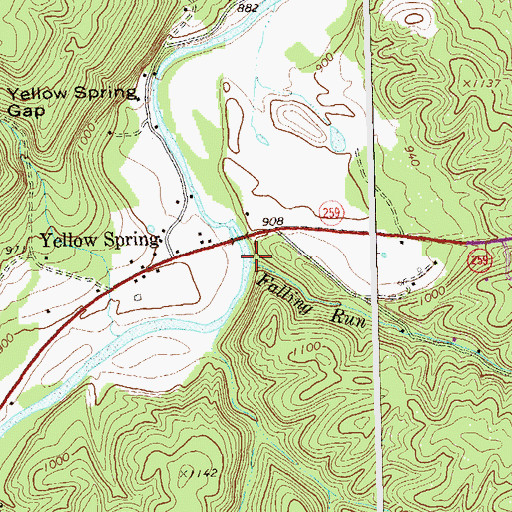 Topographic Map of Falling Run, WV