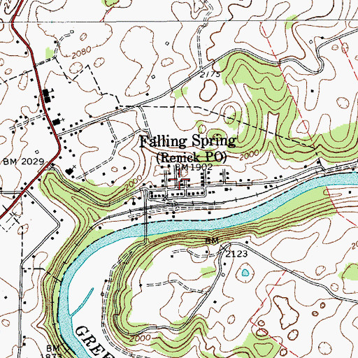 Topographic Map of Falling Spring, WV