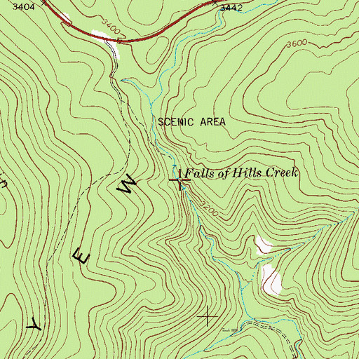 Topographic Map of Falls of Hills Creek, WV