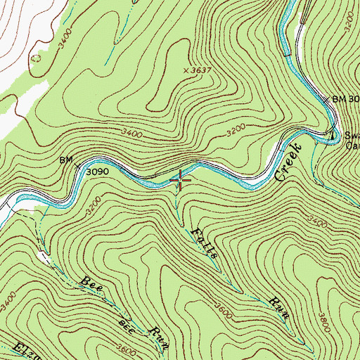 Topographic Map of Falls Run, WV