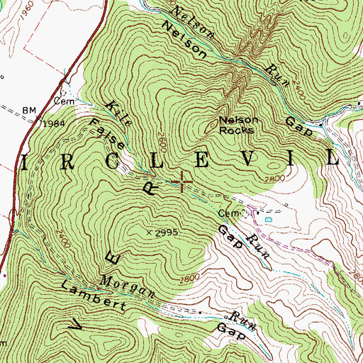 Topographic Map of False Gap, WV