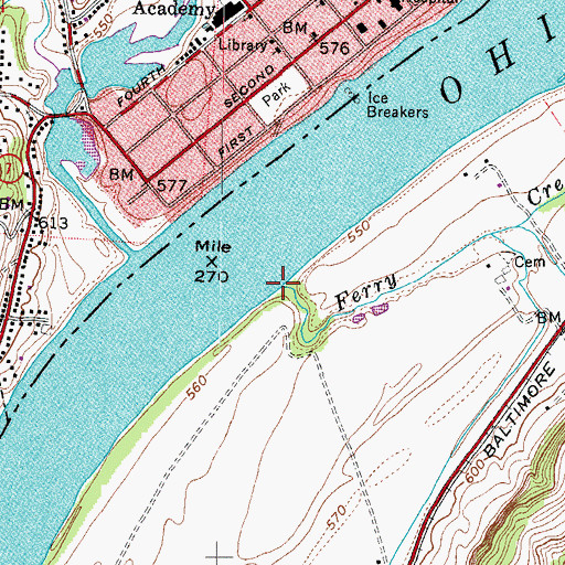 Topographic Map of Ferry Creek, WV