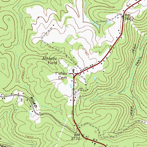 Topographic Map of Fields Cemetery, WV