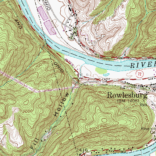 Topographic Map of Fill Hollow, WV