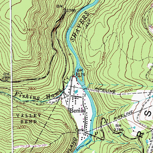 Topographic Map of Fishing Hawk Creek, WV