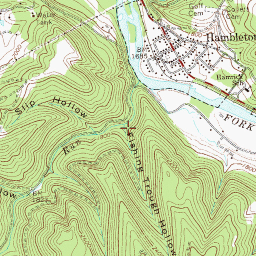 Topographic Map of Fishing Trough Hollow, WV