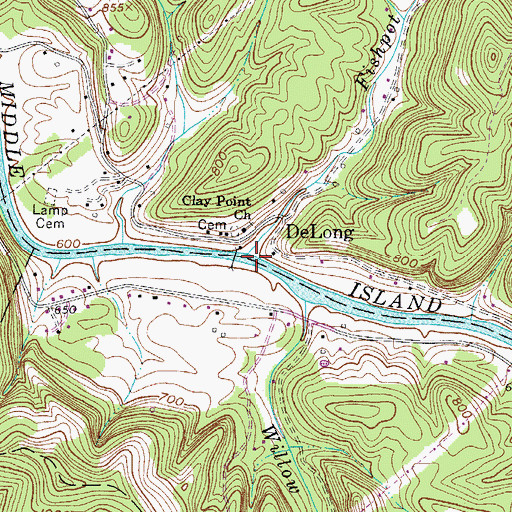Topographic Map of Fishpot Run, WV