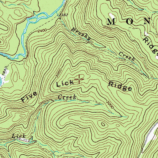 Topographic Map of Five Lick Ridge, WV