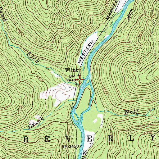 Topographic Map of Flint, WV