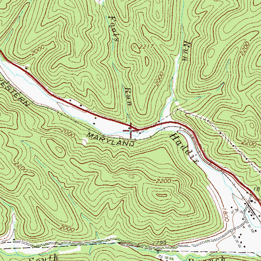Topographic Map of Fools Run, WV