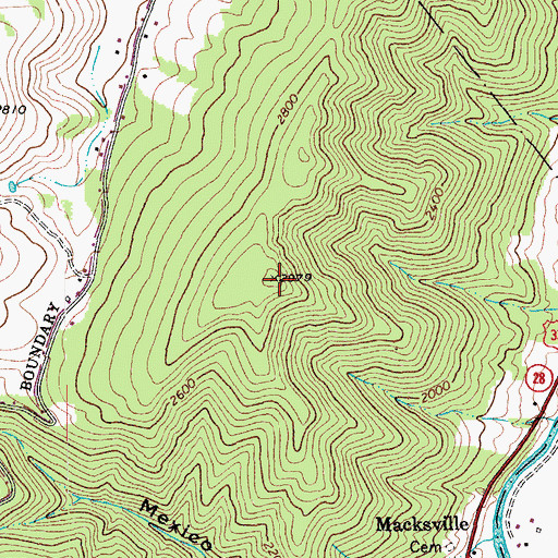 Topographic Map of Fore Knobs, WV