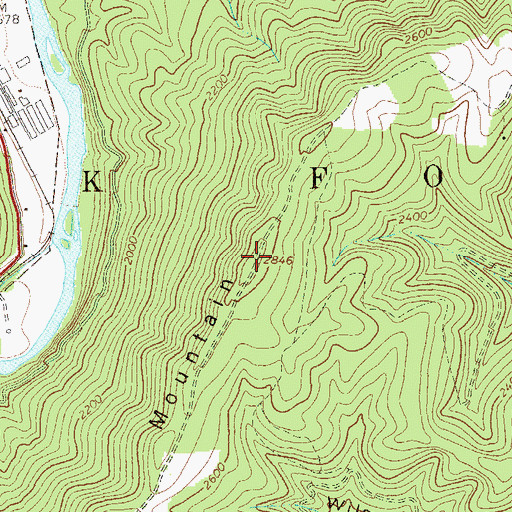 Topographic Map of Fork Mountain, WV