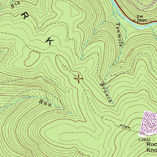 Topographic Map of Fork Mountain Trail, WV