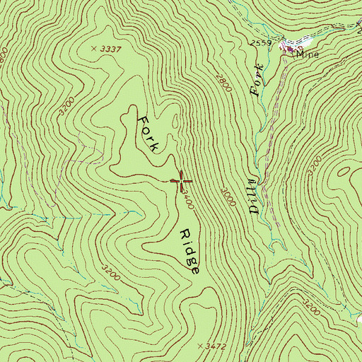 Topographic Map of Fork Ridge, WV