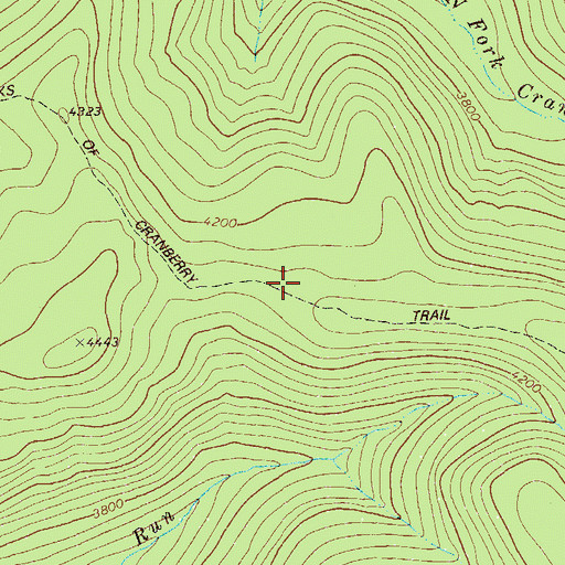 Topographic Map of Forks of Cranberry Trail, WV