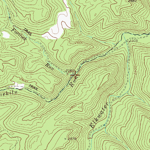 Topographic Map of Fortlick Run, WV