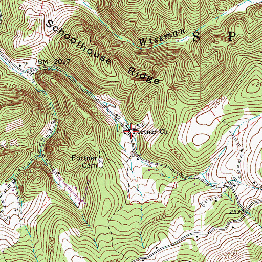 Topographic Map of Fortner Church, WV